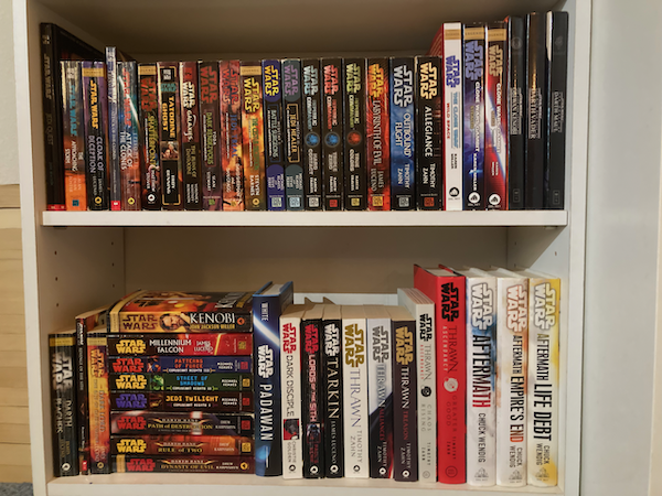 shelf of star wars books
